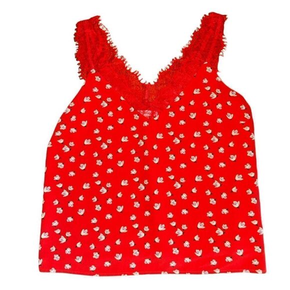 Heartloom Women's Red Floral Lace Zurie Tank Top- Size Medium - Picture 2 of 6